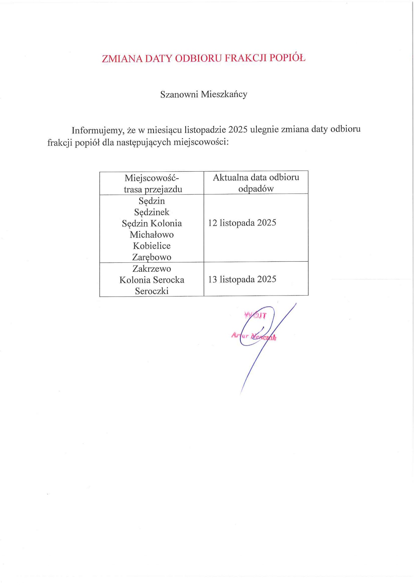 Zmiana Daty Odbioru Popiołu w Listopadzie 2025!