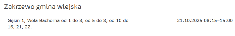 Informacja o przerwach w dostawie energii elektrycznej
