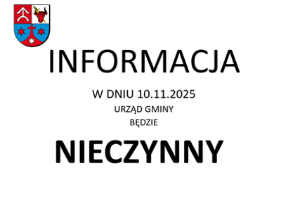 Informacja o dniu wolnym od pracy w Urzędzie Gminy w Zakrzewie