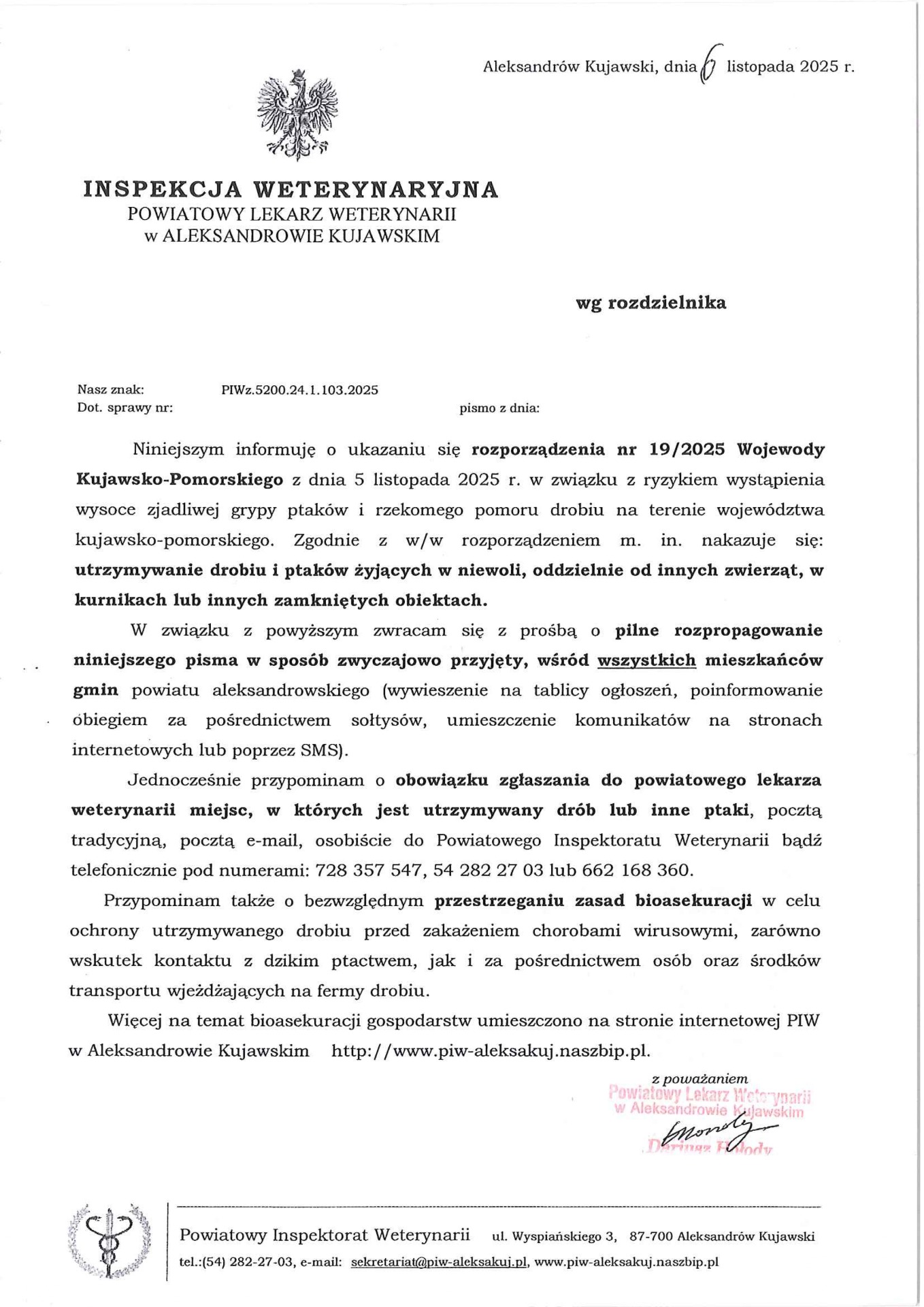 Powiatowy Lekarz Weterynarii w Aleksandrowie Kujawskim OSTRZEGA – Ryzyko Wystąpienia Grypy Ptaków i Rzekomego Pomoru Drobiu 1
