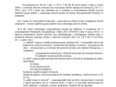 rozporządzenia Wojewody Kujawsko-Pomorskiego Nr 21/2025 z dnia 25 listopada 2025 r., uchylone zostały ograniczenia dla obszaru zapowietrzonego i zagrożonego, 1