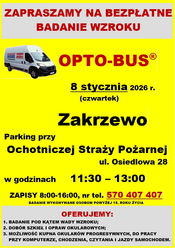 OPTO-BUS Bezpłatne badanie wzroku
