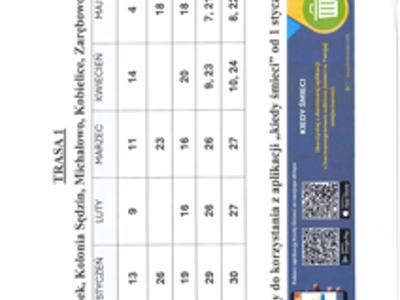 HARMONOGRAM ODPADÓW STYCZEN-CZERWIEC 2026