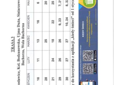 HARMONOGRAM ODPADÓW STYCZEN-CZERWIEC 2026