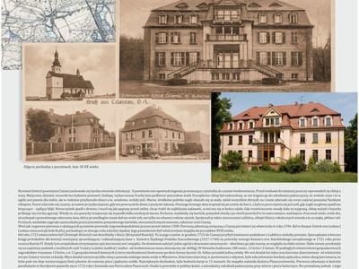 Alt="Zdjęcie przedstawia projekt tablicy ukazujący historię Pałacu w Ciasnej."