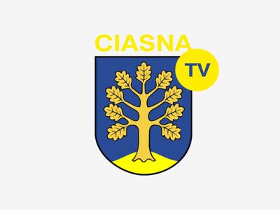 Alt="Herb Gminy Ciasna, z napisem TV."