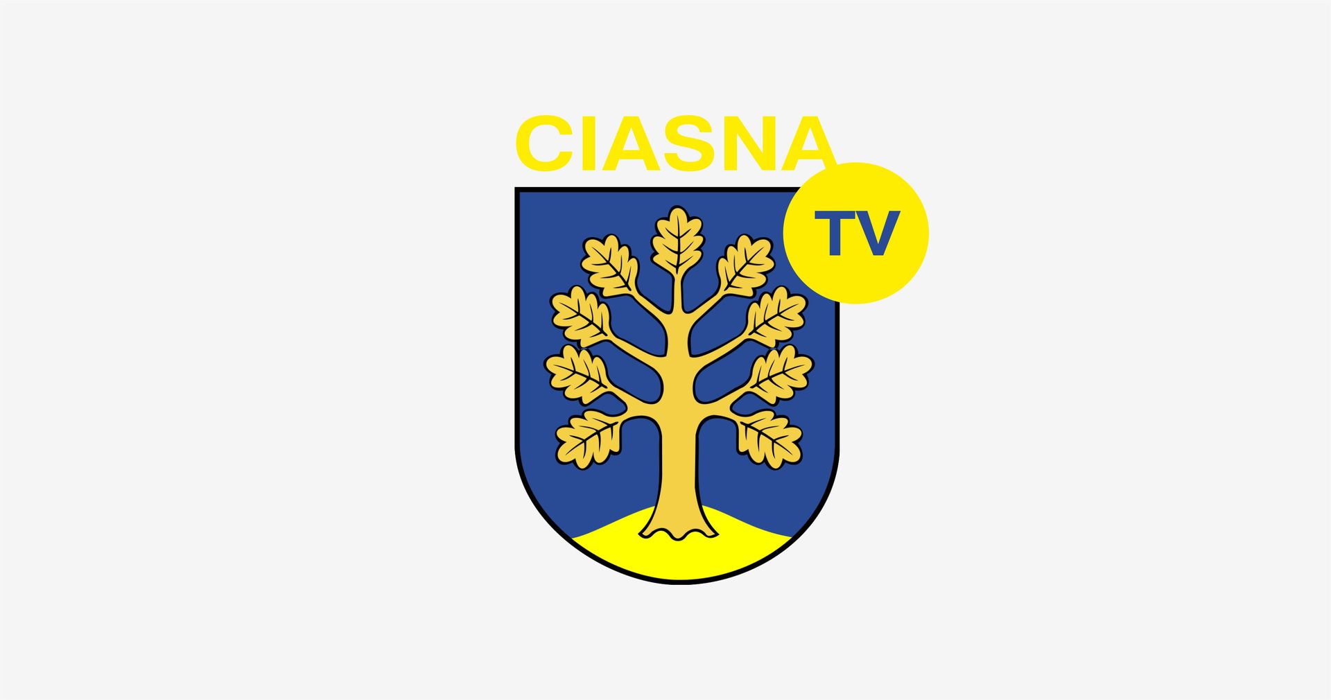 Alt="Herb Gminy Ciasna, z napisem TV."