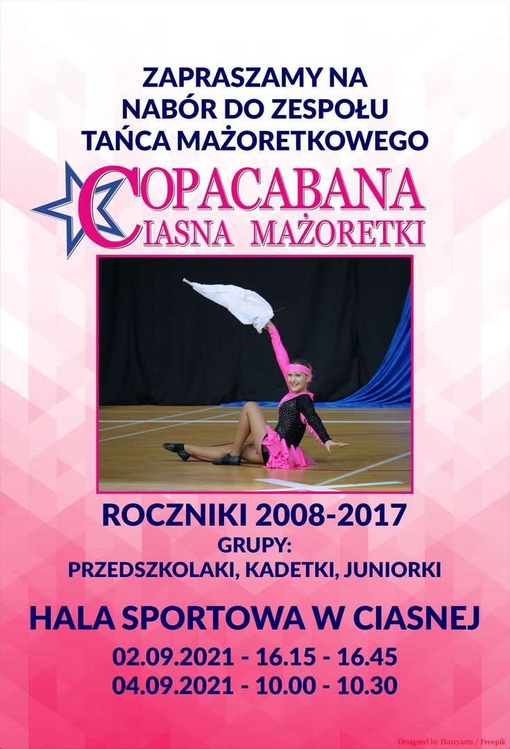 Alt="Zdjęcie przedstawia plakat na nabór do Zespołu Copacabana."