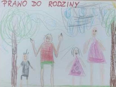 Alt="Zdjęcie przedstawia rysunek stworzony podczas Międzynarodowego Dnia Praw Dziecka w Zespole Szkolno- Przedszkolnym w Sierakowie Śląskim."