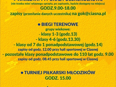 Alt="Plakat, atrakcji dla dzieci podczas Dni Gminy Ciasna 25.06.2022r."