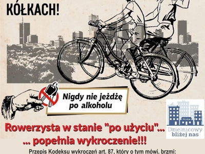 Alt="Plakat Policji pt.: Rowerzysta w stanie "po użyciu"... popełnia wykroczenie!!! "