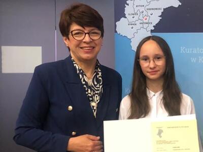 Alt="Laureatka Wojewódzkiego Konkursu Przedmiotowego z Niemieckiego."