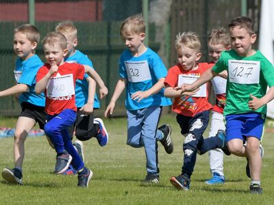 Alt="Zdjęcie przedstawia zawody przedszkolaków „SPRINTEM DO MARATONU”. Foto: R.Gruca"