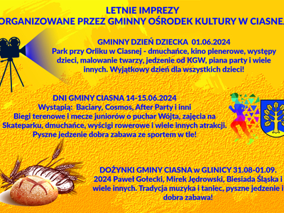 Alt="LETNIE IMPREZY ORGANIZOWANE PRZEZ GMINNY OŚRODEK KULTURY W CIASNEJ."