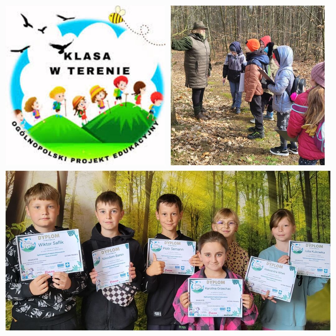 Alt="Kolaż przedstawia projekt edukacyjny „Klasa w terenie”."