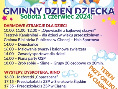 Alt="Plakat Gminny Dzień Dziecka 2024."