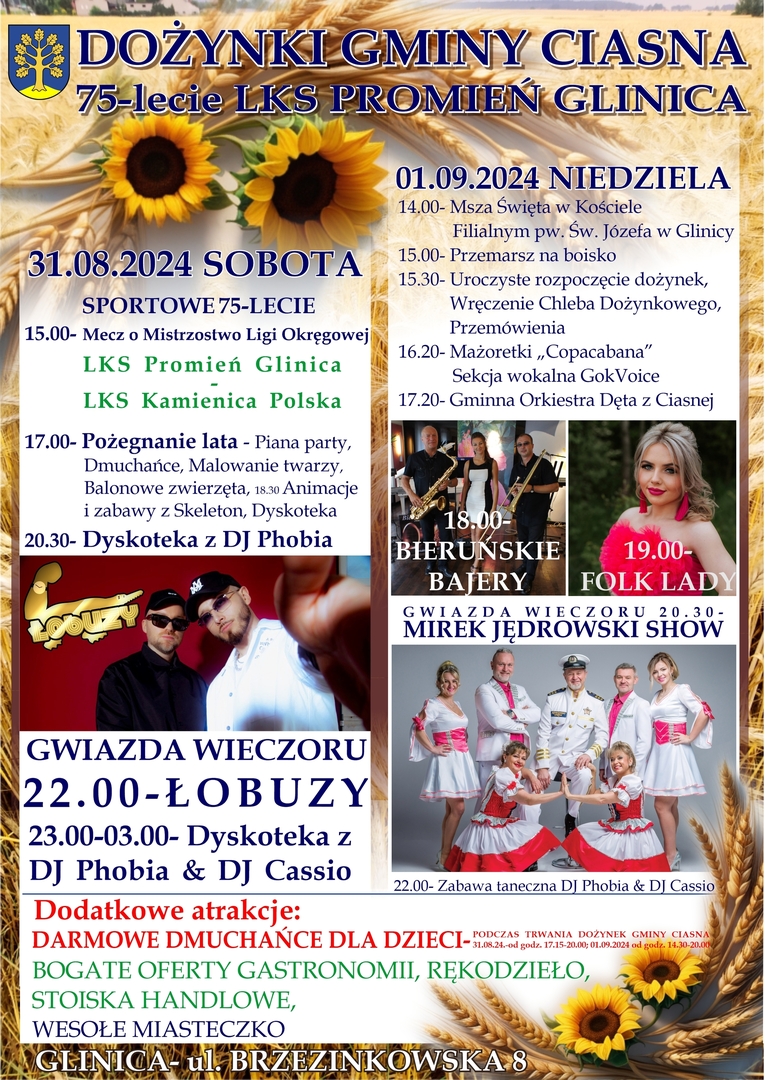 Alt="Plakat Dożynki Gminy Ciasna 2024r."
