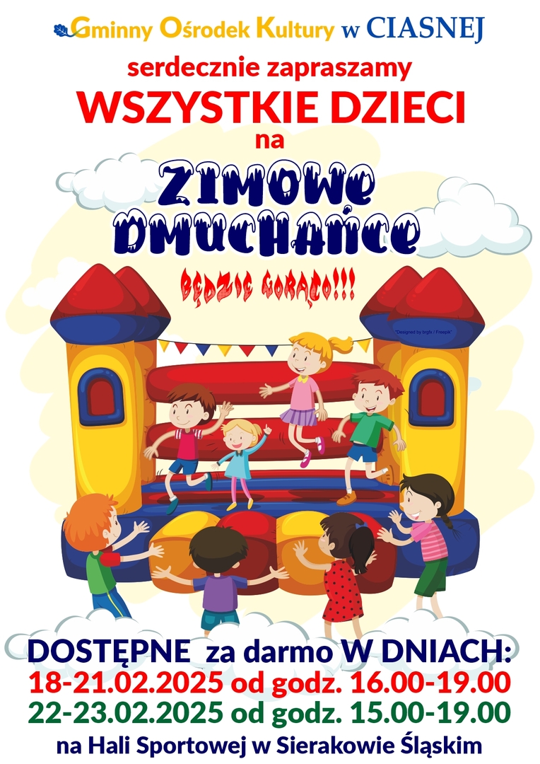 Alt="Plakat zimowych dmuchańców 2025 r."