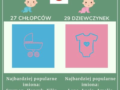 grafika małych dzieci, liczba urodzeń chłopców 27, liczba urodzeń dziewczynek 29