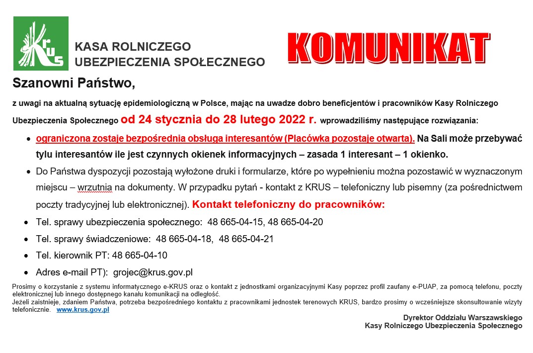 INFORMACJA KRUS