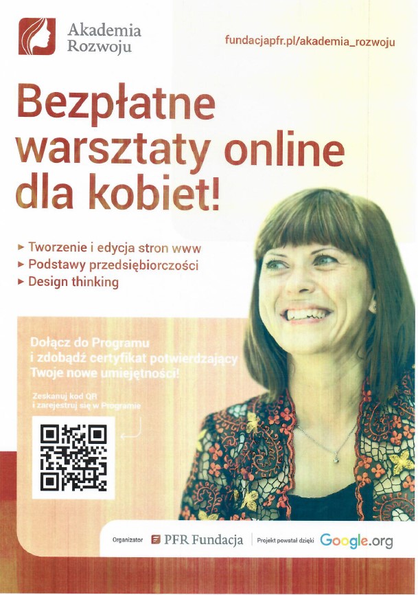 Informacja w sprawie bezpłatnych warsztatów dla kobiet.