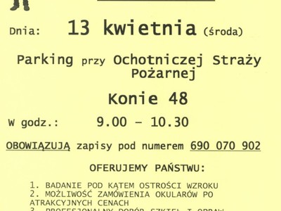 Informacja o bezpłatnym badaniu wzroku.