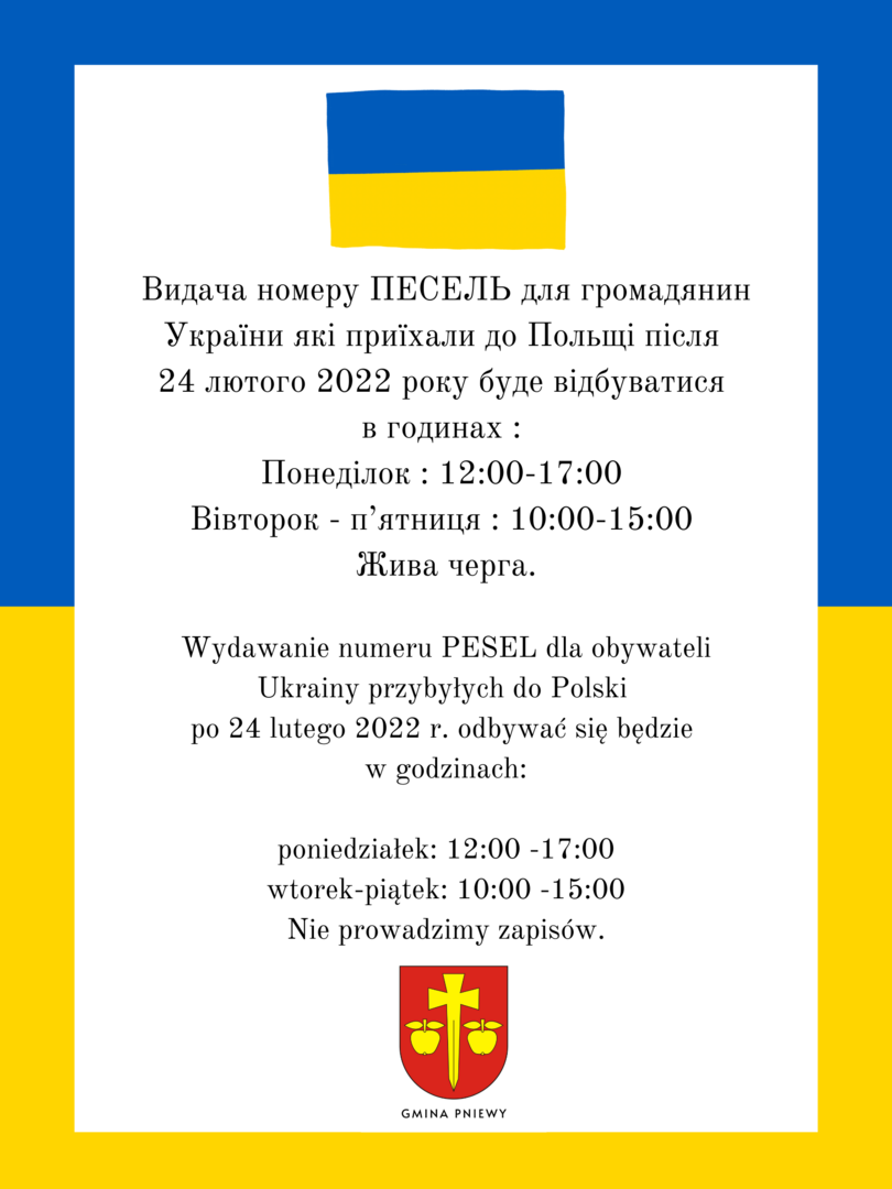 INFORMACJA W SPRAWIE NUMERU PESEL