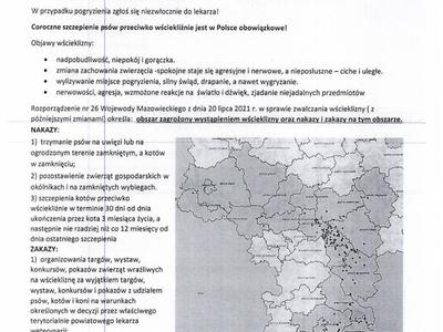 Informacja w sprawie wścieklizny w języku polskim.