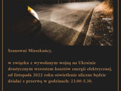 Informacja w sprawie oświetlenia ulicznego
