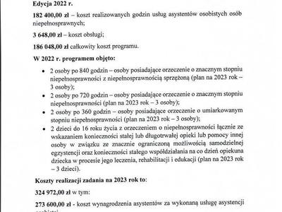 Informacja o realizacji programu