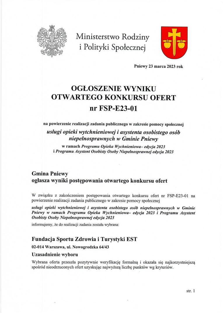 Wyniki konkursu