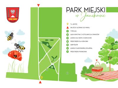 Tablica infomracyjna zawierająca plan parku