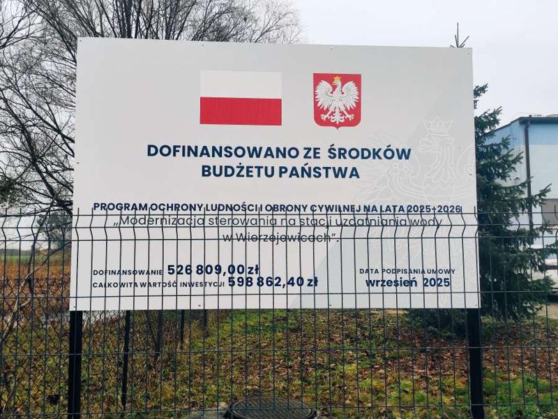 Tablica informacyjna dotycząca finansowania inwestycji