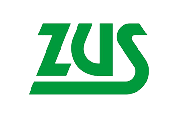 Logo ZUS. Zielone litery ZUS.