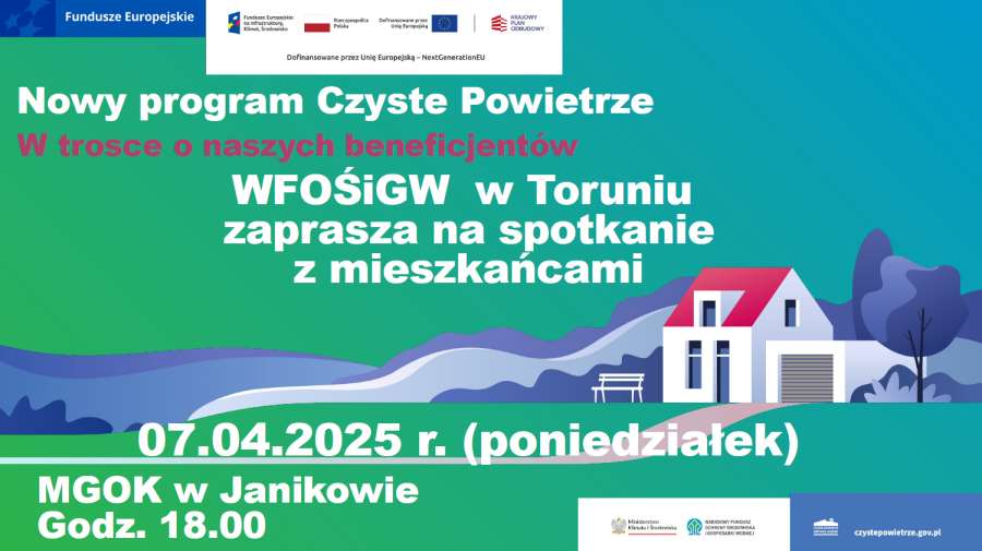 Plakat - zaproszenie na spotkanie dotyczące programy Czyste Powietrze