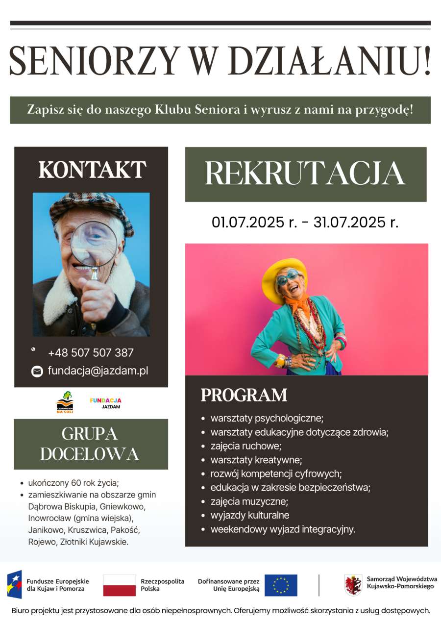 Seniorzy w działaniu! - plakat reklamowy