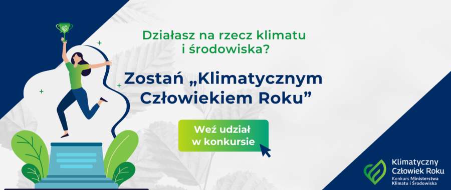 Baner reklamujący konkurs "Klimatyczny Człowiek Roku"
