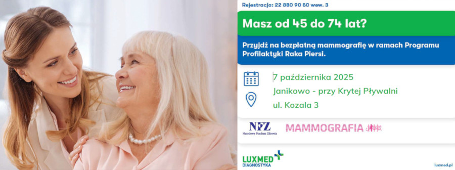 Baner reklamujący badania mammograficzne
