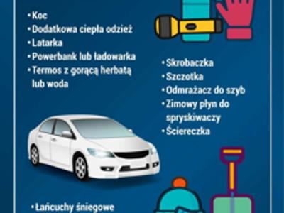 Informacja o ty, jakie wyposażenia należy mieć zimą w samochodzie