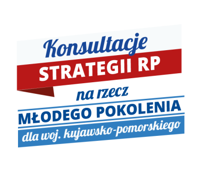 Logo konsultacji strategii na rzecz młodego pokolenia dla województwa kujawsko-pomorskiego