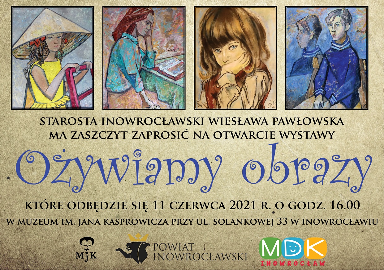 Plakat promujący otwarcie wystawy "Ożywiamy obrazy"