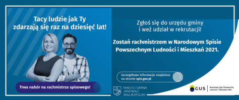 Baner reklamujący proces naboru na rachmistrza