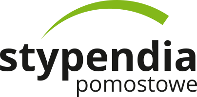 Logo: Stypendia pomostowe. Nazwa programu, a nad napisem zielony łuk.