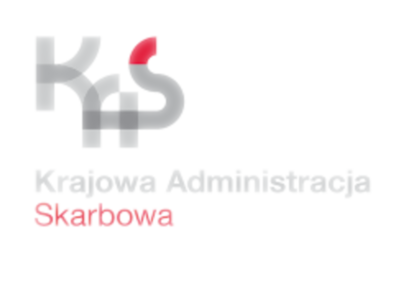 Krajowa Administracja Skarbowa - logo. Stylizowane, szare litery KAS, a po prawej stronie szary napis  Krajowa Administracja, a poniżej czerwony napis Skarbowa.