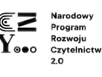 Logo Narodowego Programu Rozwoju Czytelnictwa 2.0. Stylizowane czarne litery: CZY...