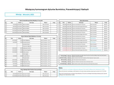harmonogram dyżurów