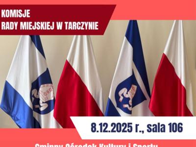 Baner informujący o terminie komisji rady miejskiej