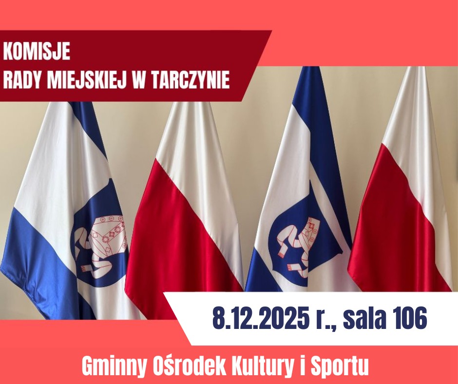 Baner informujący o terminie komisji rady miejskiej