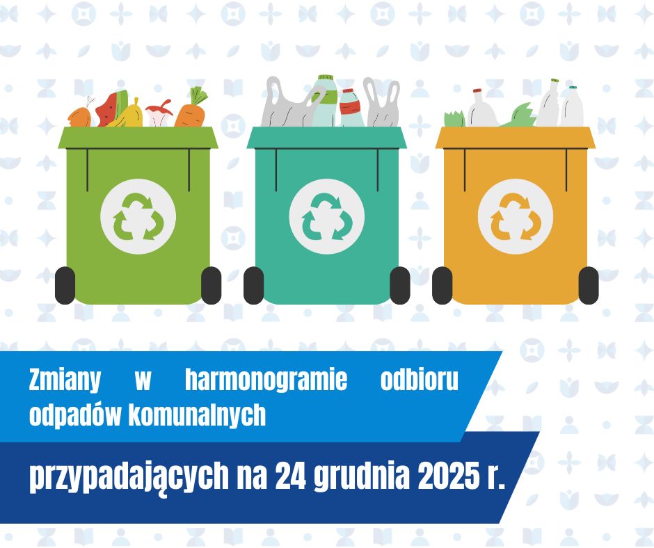 zmiany w harmonogramie odbioru odpadów komunalnych przypadających na 24 grudnia 