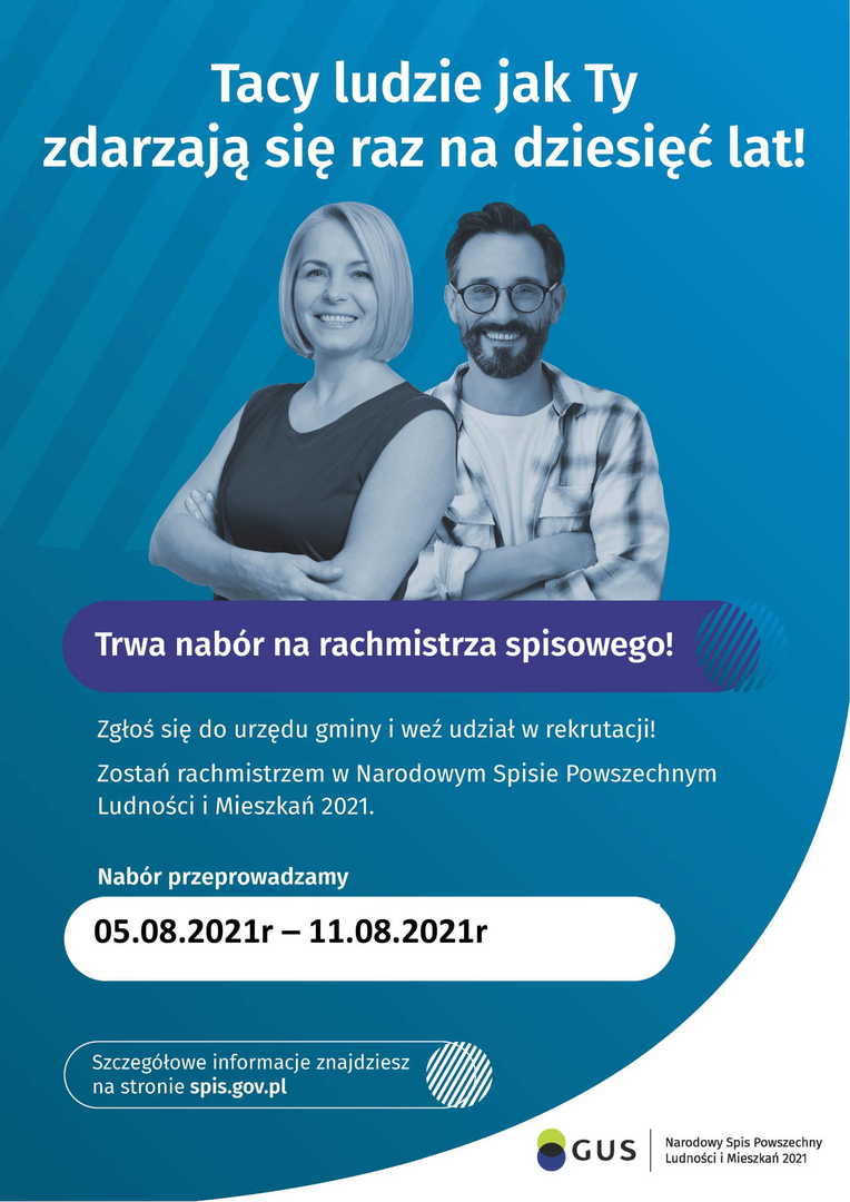 Plakat dotyczący uzupełniającego naboru na rachmistrzów spisowych